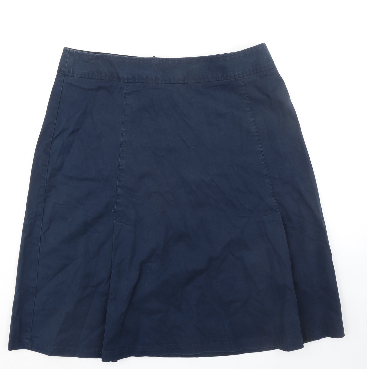 Crew Clothing Womens Blue Cotton A-Line Skirt Size 14 Zip