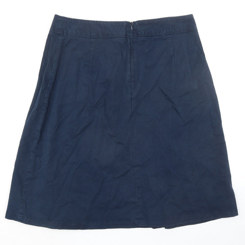 Crew Clothing Womens Blue Cotton A-Line Skirt Size 14 Zip
