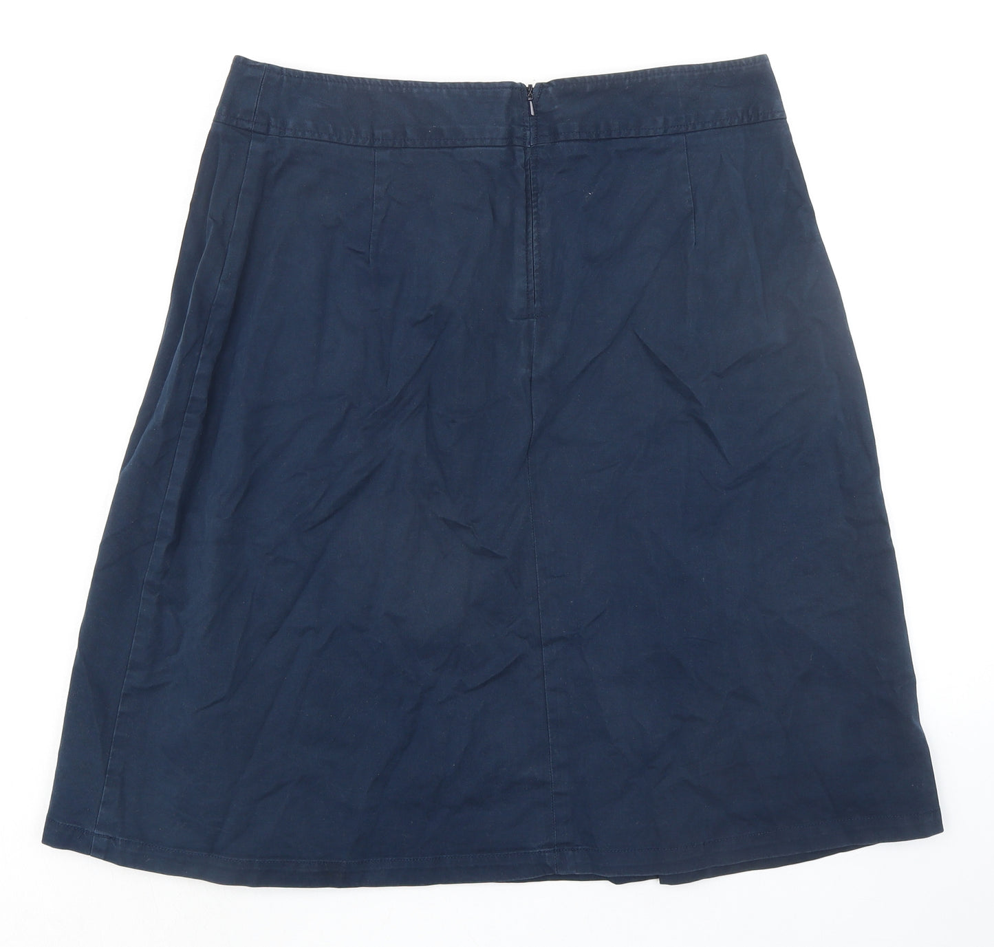 Crew Clothing Womens Blue Cotton A-Line Skirt Size 14 Zip