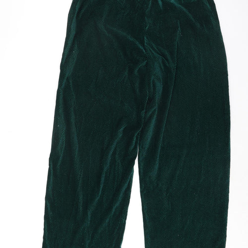 Topshop Womens Green Geometric Polyester Trousers Size 12 L31 in Regular Zip