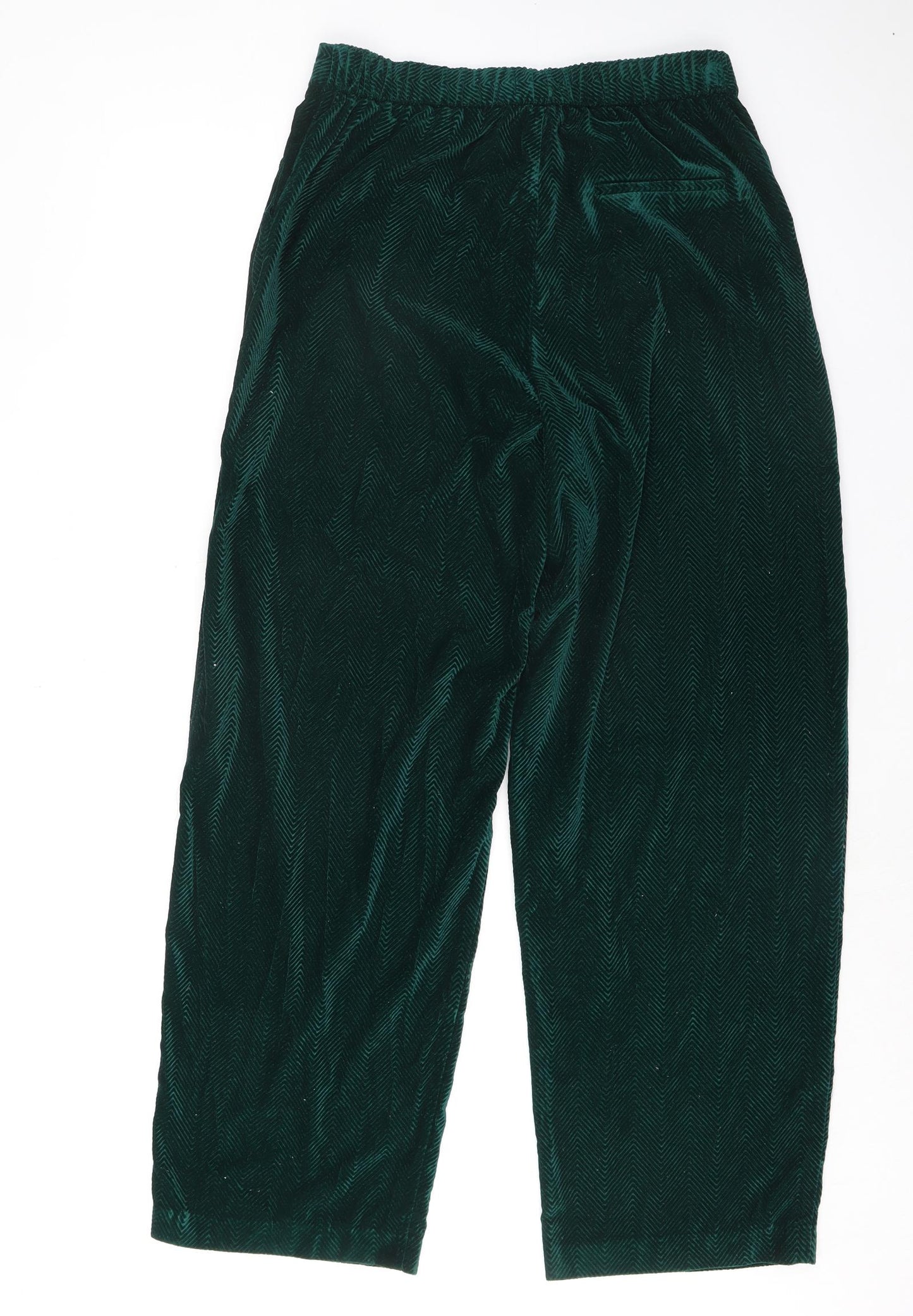 Topshop Womens Green Geometric Polyester Trousers Size 12 L31 in Regular Zip