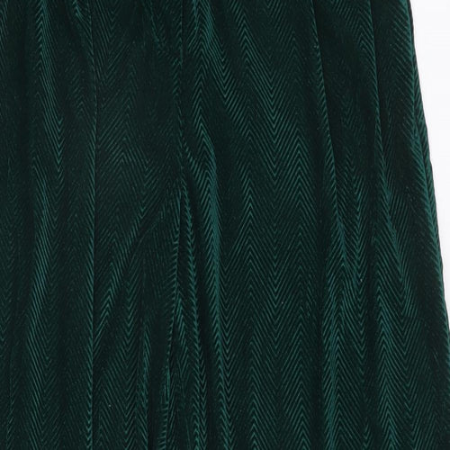Topshop Womens Green Geometric Polyester Trousers Size 12 L31 in Regular Zip