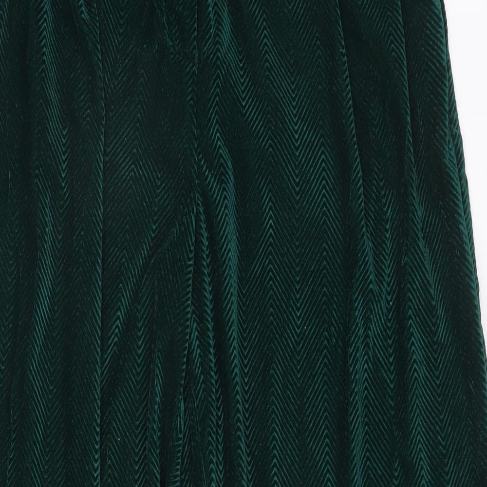 Topshop Womens Green Geometric Polyester Trousers Size 12 L31 in Regular Zip