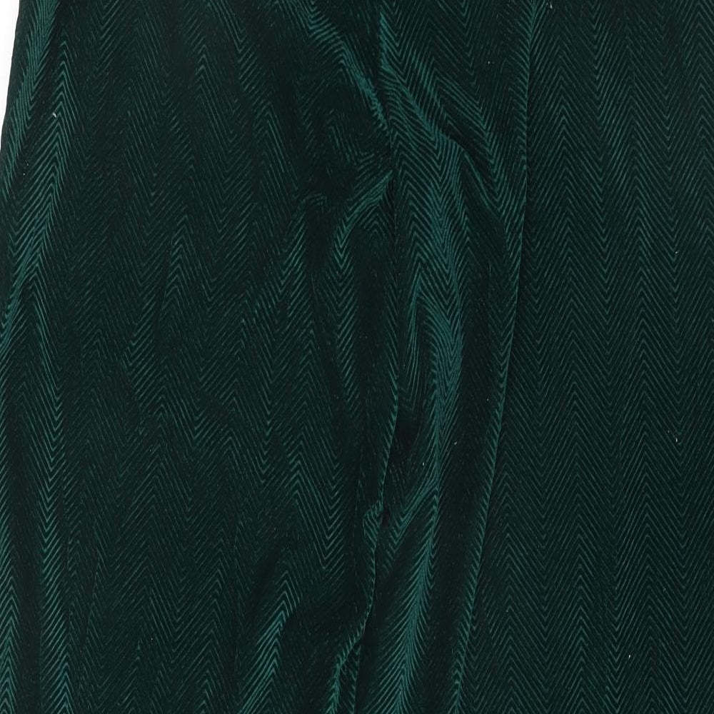 Topshop Womens Green Geometric Polyester Trousers Size 12 L31 in Regular Zip
