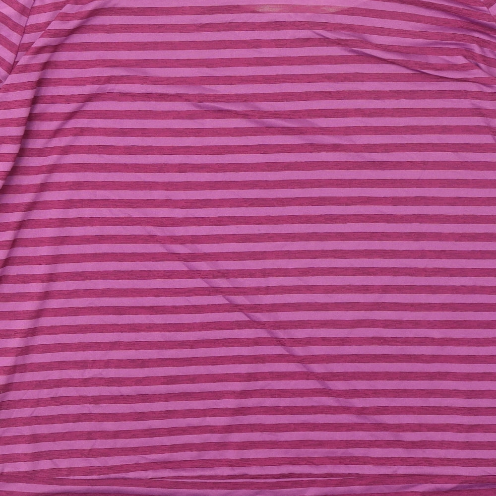 Crane Womens Purple Striped Polyester Basic T-Shirt Size 16 Boat Neck