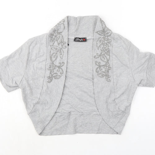 Style Womens Grey V-Neck 100% Cotton Cardigan Jumper Size 20