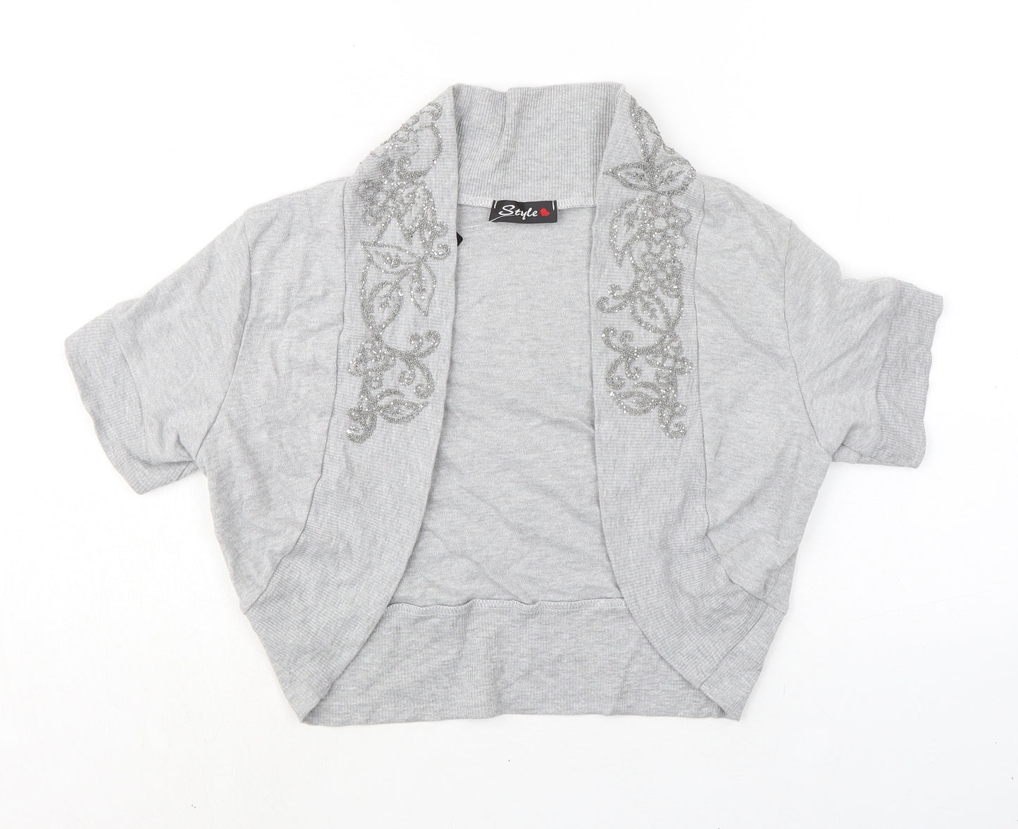 Style Womens Grey V-Neck 100% Cotton Cardigan Jumper Size 20