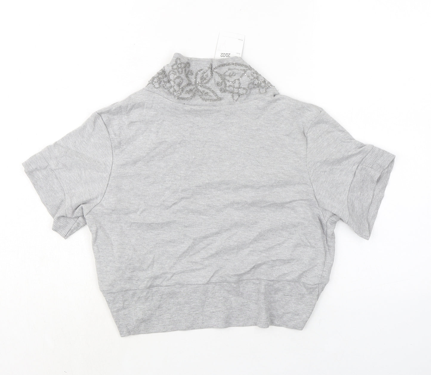 Style Womens Grey V-Neck 100% Cotton Cardigan Jumper Size 20