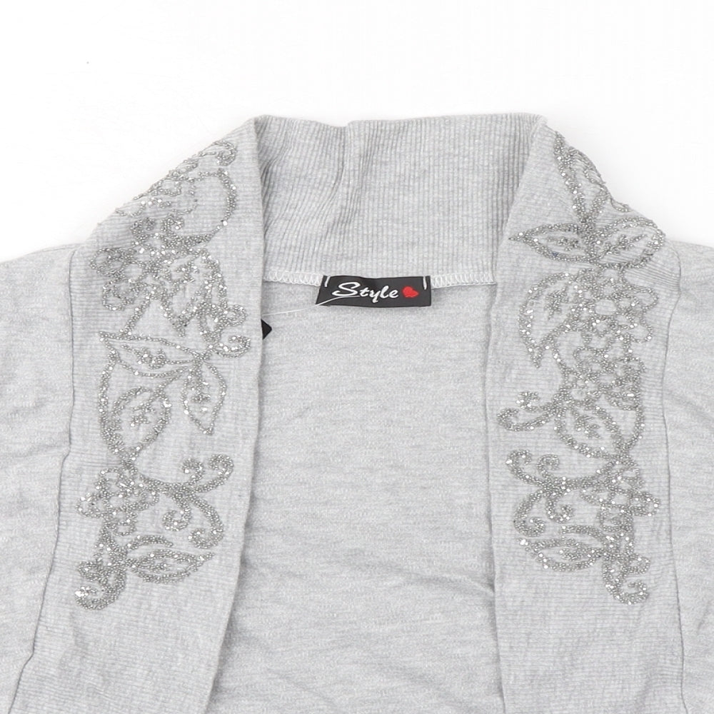 Style Womens Grey V-Neck 100% Cotton Cardigan Jumper Size 20