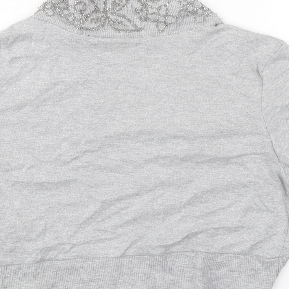 Style Womens Grey V-Neck 100% Cotton Cardigan Jumper Size 20