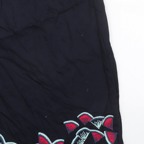 Monsoon Womens Black Geometric Cotton A-Line Skirt Size 12 Zip
