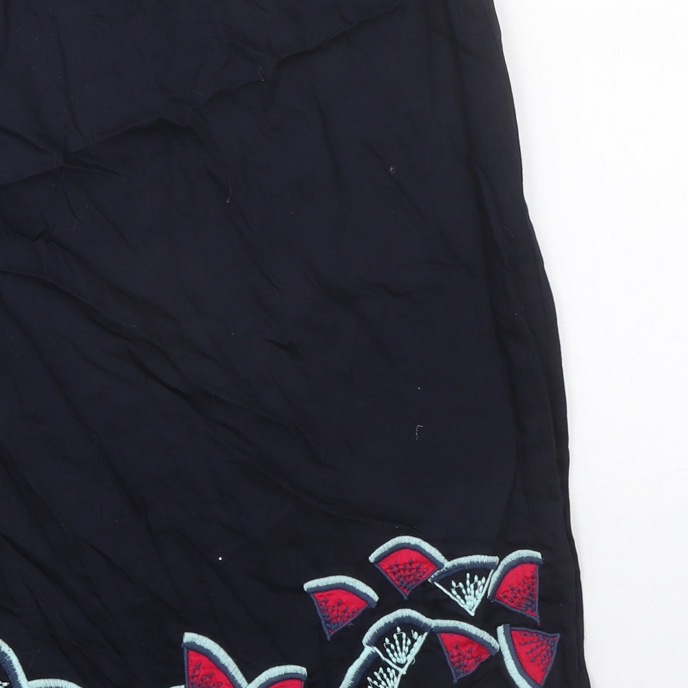 Monsoon Womens Black Geometric Cotton A-Line Skirt Size 12 Zip