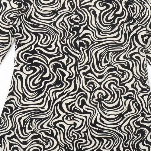 H&M Womens Black Geometric Polyester Shift Size XS V-Neck