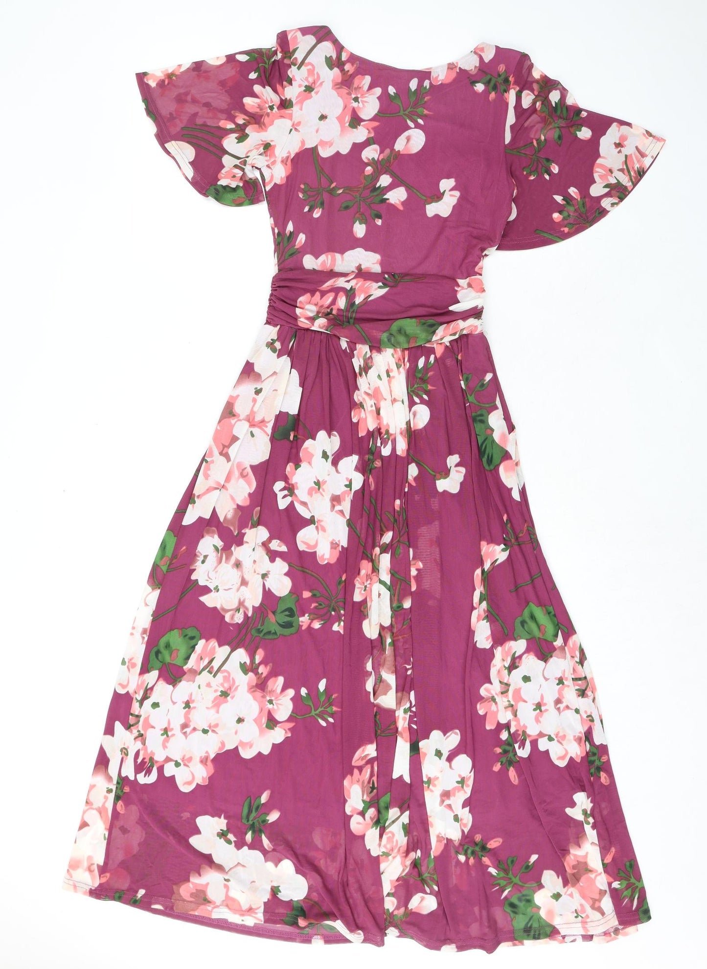 Jolie Moi Womens Purple Floral Polyester A-Line Size 8 Boat Neck