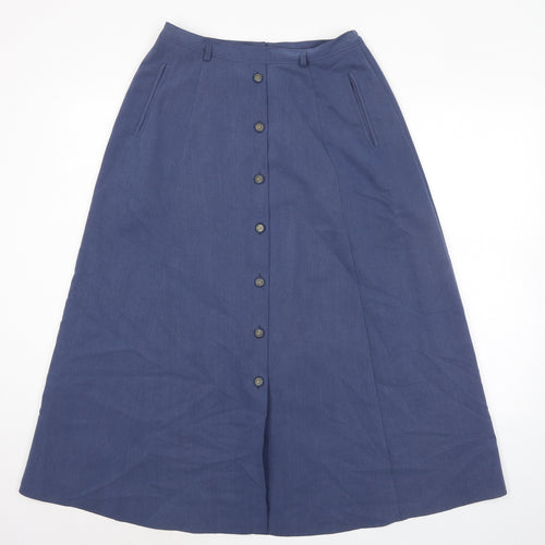 Pola Oy Womens Blue Rayon A-Line Skirt Size 12 Zip