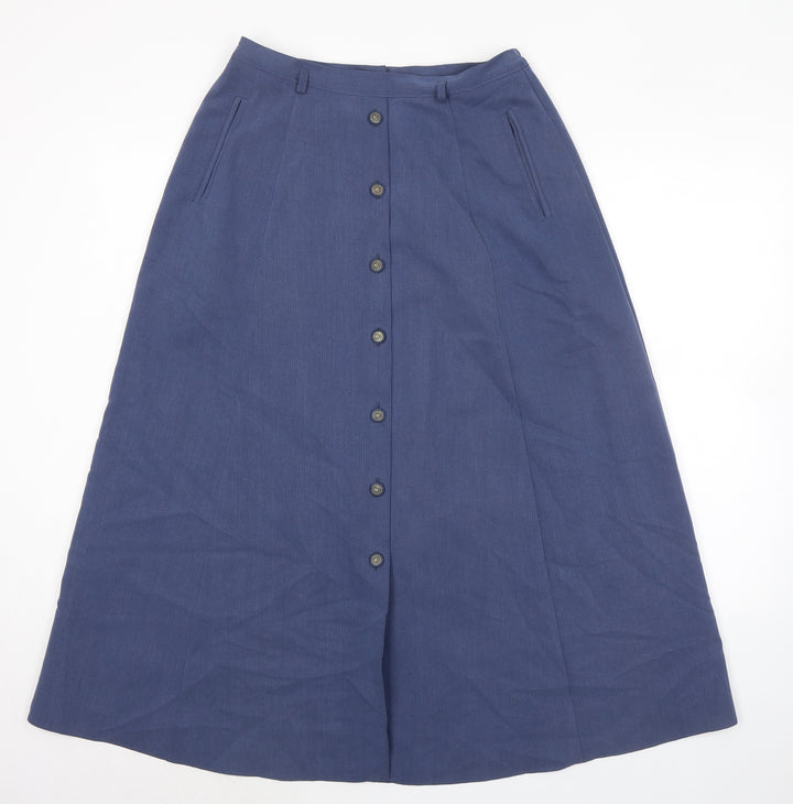 Pola Oy Womens Blue Rayon A-Line Skirt Size 12 Zip