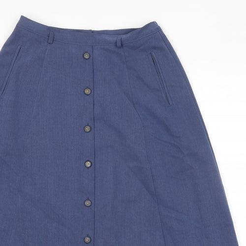 Pola Oy Womens Blue Rayon A-Line Skirt Size 12 Zip