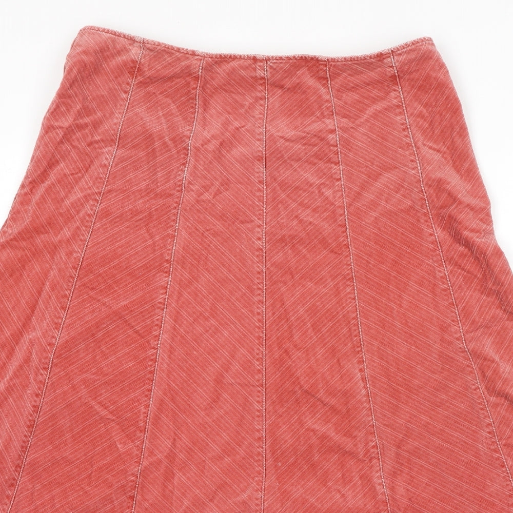 Laura Ashley Womens Orange Striped Cotton Maxi Skirt Size 14 Zip