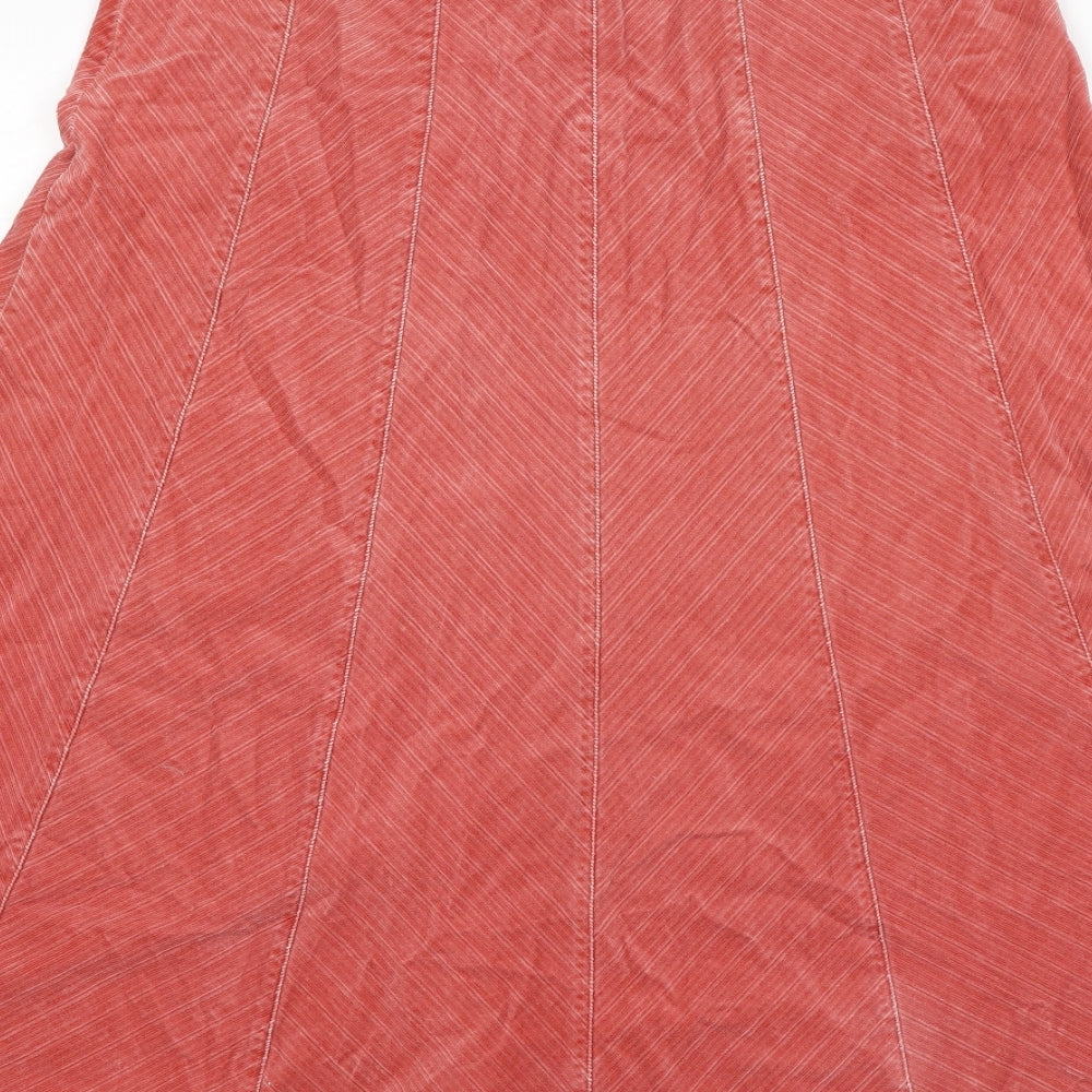 Laura Ashley Womens Orange Striped Cotton Maxi Skirt Size 14 Zip