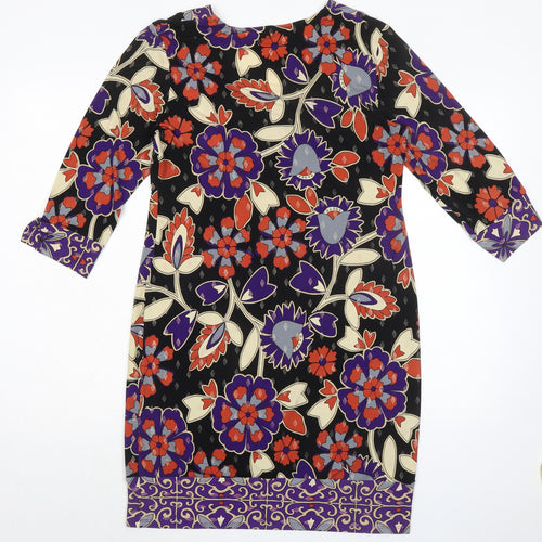 Wallis Womens Black Geometric Polyester Shift Size 10 V-Neck