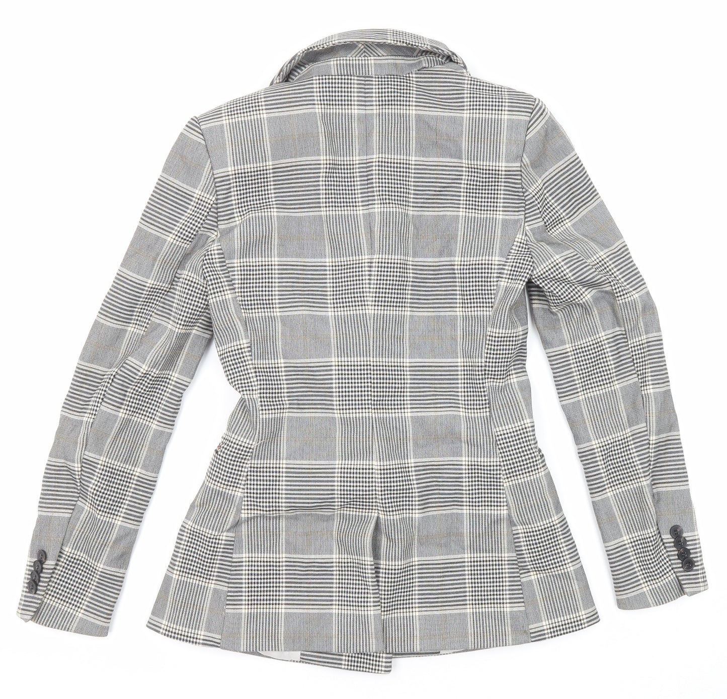H&M Womens Grey Plaid Jacket Size 4 Button