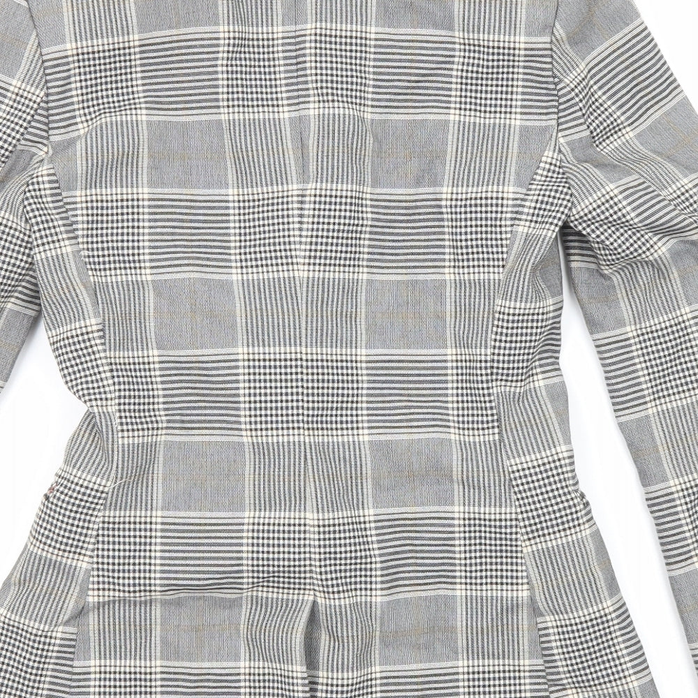 H&M Womens Grey Plaid Jacket Size 4 Button