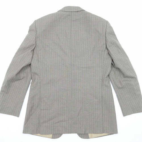 Brook Taverner Mens Beige Striped Polyester Jacket Suit Jacket Size 38 Regular