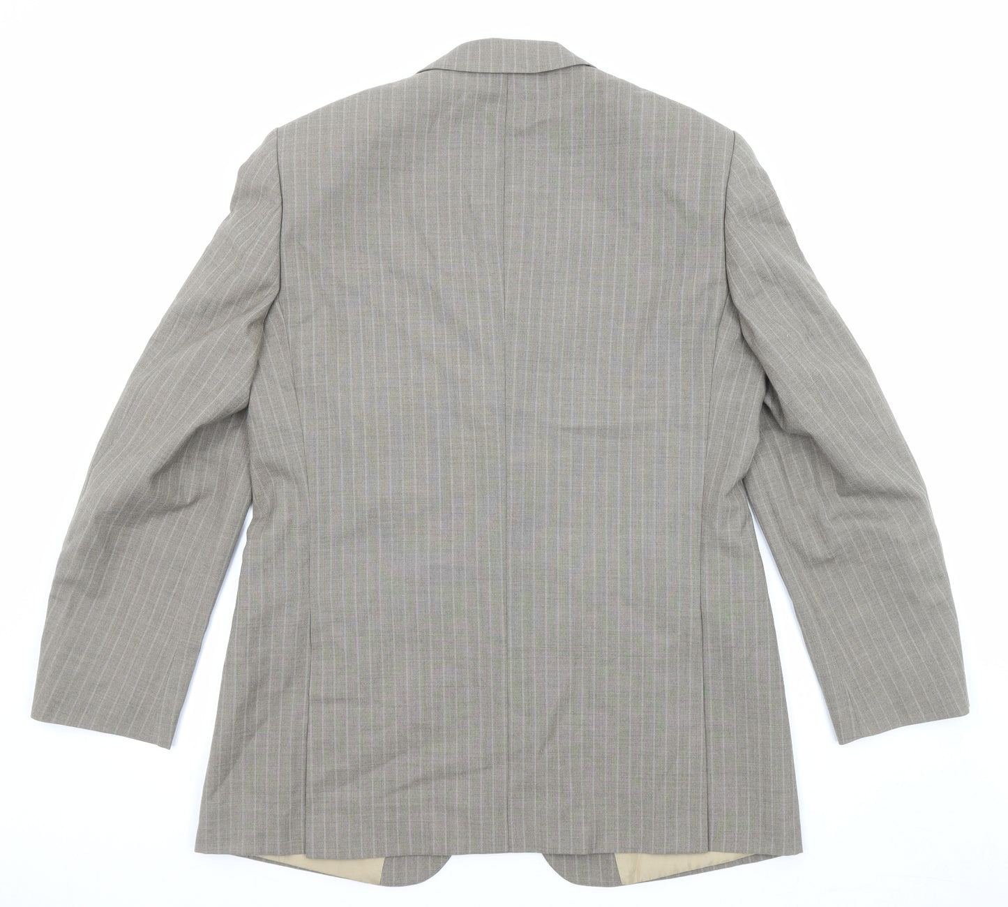 Brook Taverner Mens Beige Striped Polyester Jacket Suit Jacket Size 38 Regular