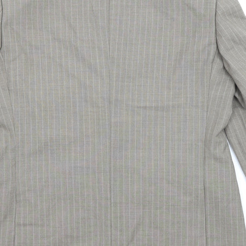 Brook Taverner Mens Beige Striped Polyester Jacket Suit Jacket Size 38 Regular