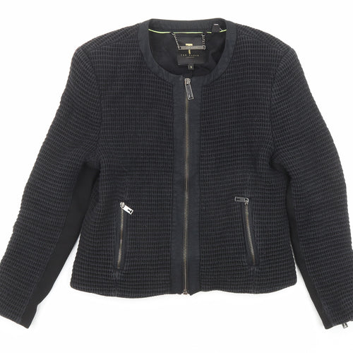 Ted Baker Womens Black Geometric Jacket Size M Zip