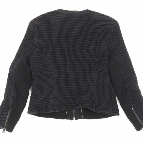 Ted Baker Womens Black Geometric Jacket Size M Zip