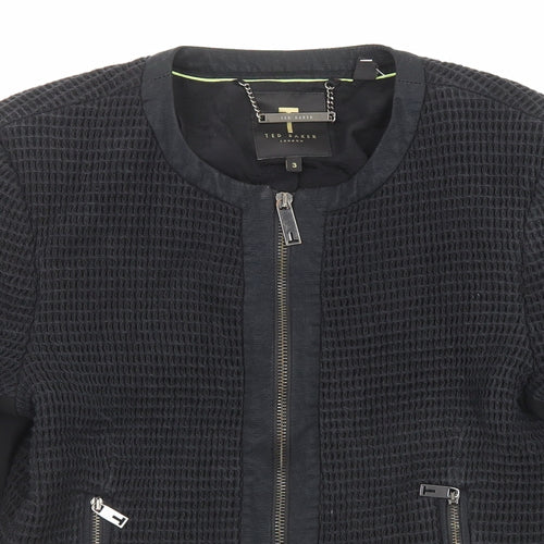 Ted Baker Womens Black Geometric Jacket Size M Zip