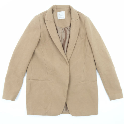 Zara Womens Beige Overcoat Coat Size XS Snap