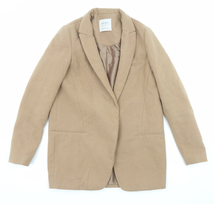 Zara Womens Beige Overcoat Coat Size XS Snap