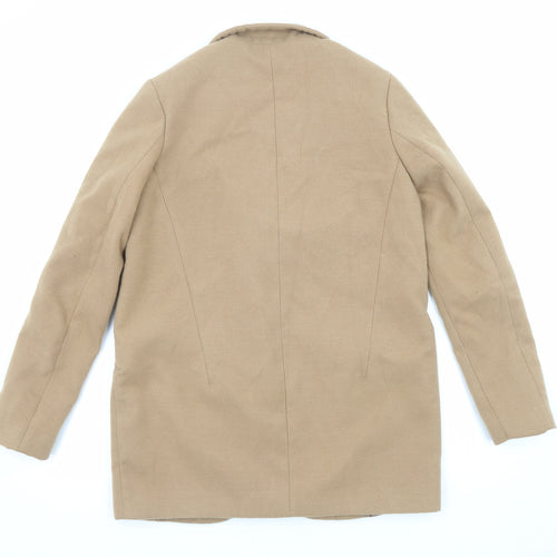 Zara Womens Beige Overcoat Coat Size XS Snap