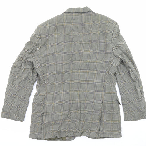 Marks and Spencer Mens Grey Plaid Wool Jacket Suit Jacket Size 40 Regular
