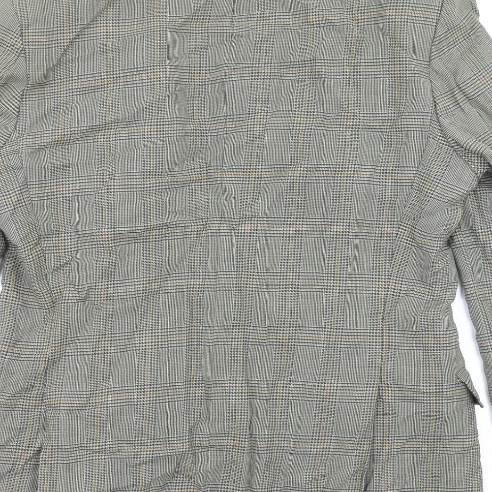 Marks and Spencer Mens Grey Plaid Wool Jacket Suit Jacket Size 40 Regular