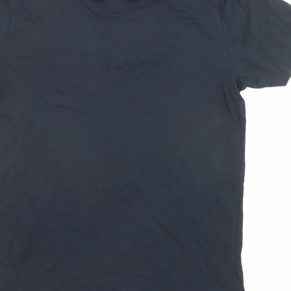 Brave Soul Mens Blue Cotton Polo Size M Collared Button