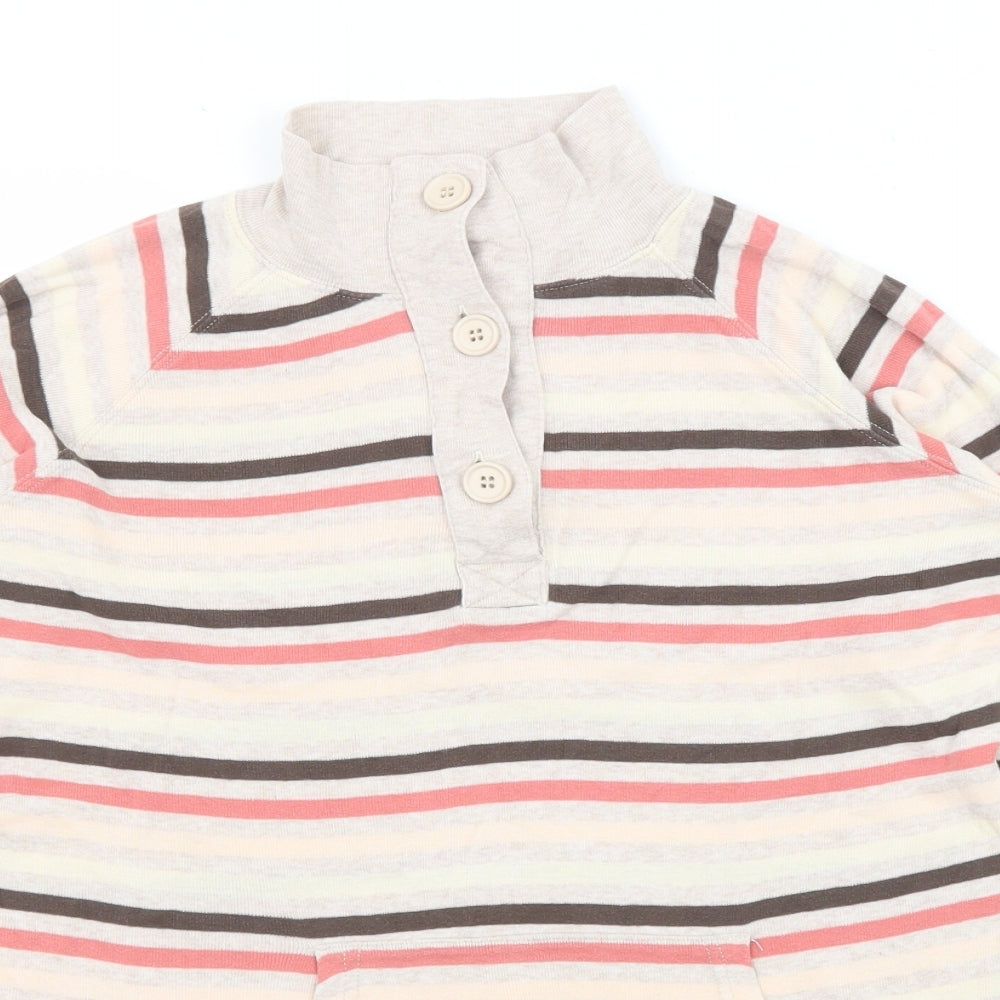 NEXT Womens Multicoloured Striped Polyester Pullover Sweatshirt Size 8 Button