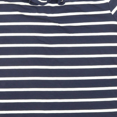 Marbel Womens Blue Striped Cotton Basic T-Shirt Size 16 Collared
