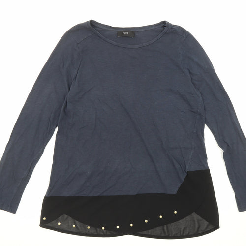 NEXT Womens Blue Cotton Basic T-Shirt Size 14 Boat Neck