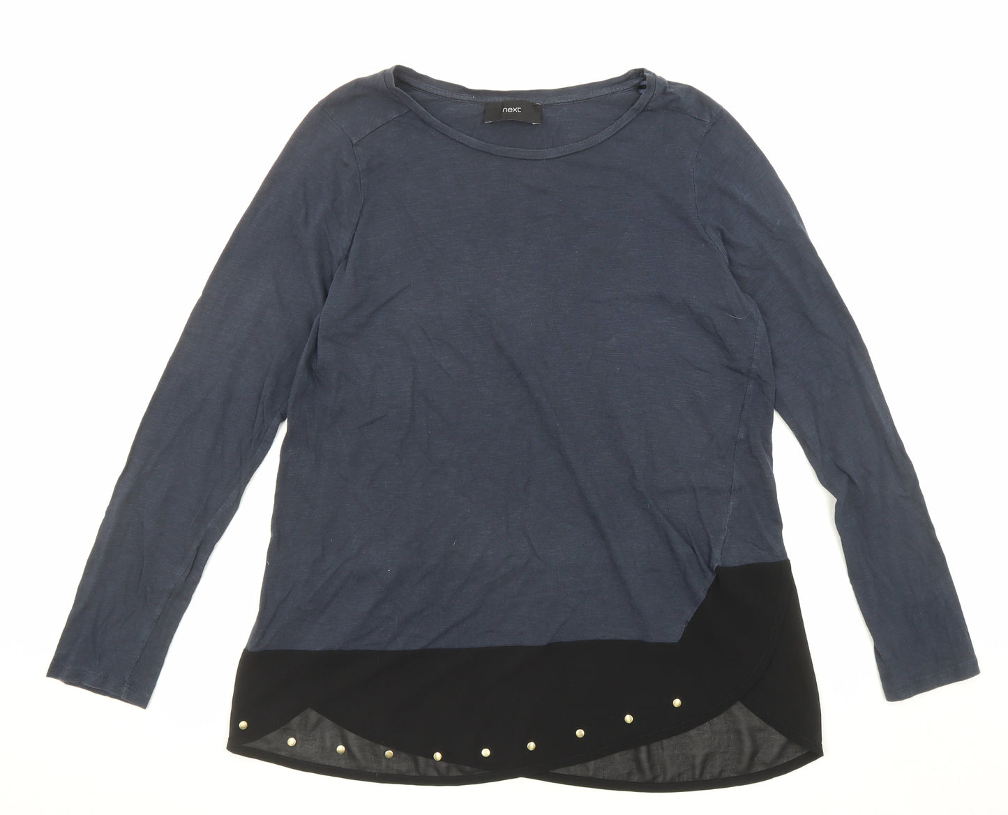 NEXT Womens Blue Cotton Basic T-Shirt Size 14 Boat Neck