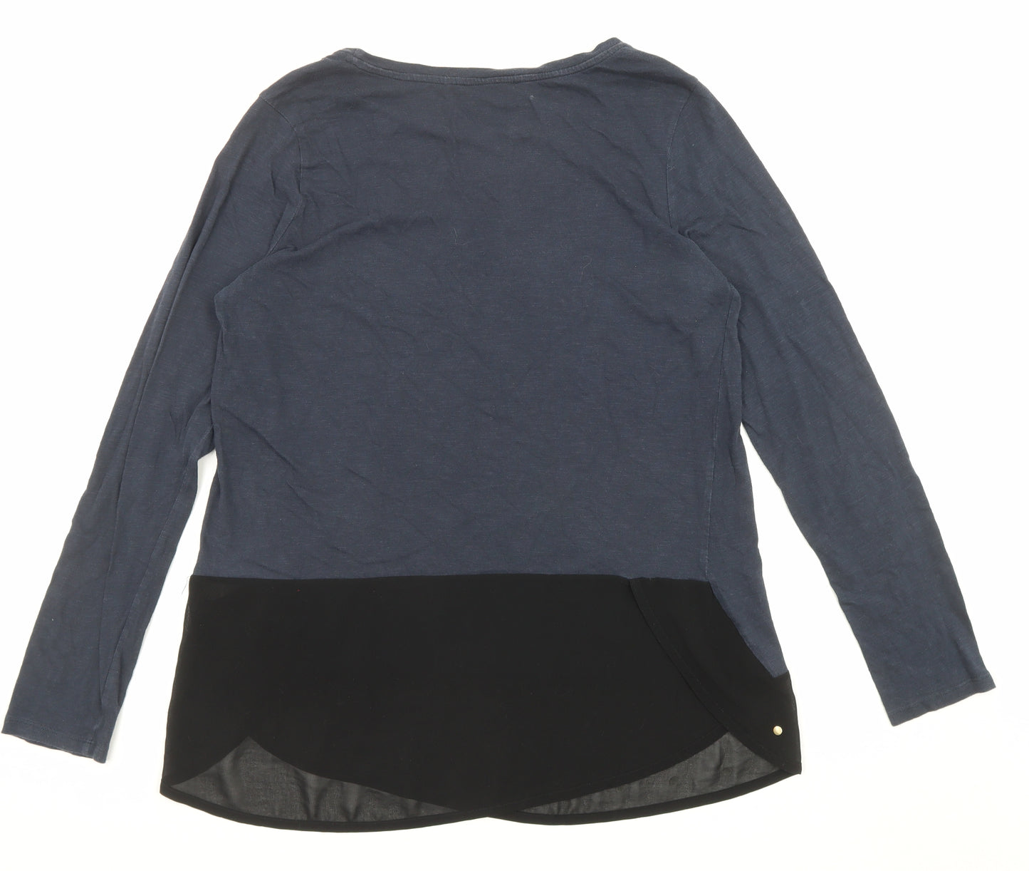 NEXT Womens Blue Cotton Basic T-Shirt Size 14 Boat Neck