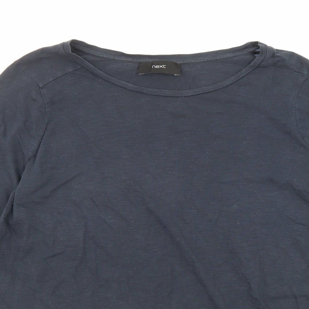 NEXT Womens Blue Cotton Basic T-Shirt Size 14 Boat Neck
