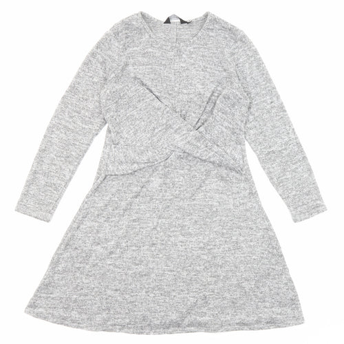 Dorothy Perkins Womens Grey Polyester Fit & Flare Size 12 Round Neck Pullover - Front Detail