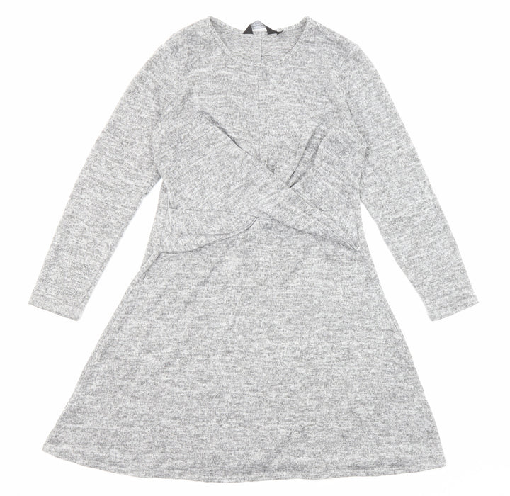 Dorothy Perkins Womens Grey Polyester Fit & Flare Size 12 Round Neck Pullover - Front Detail
