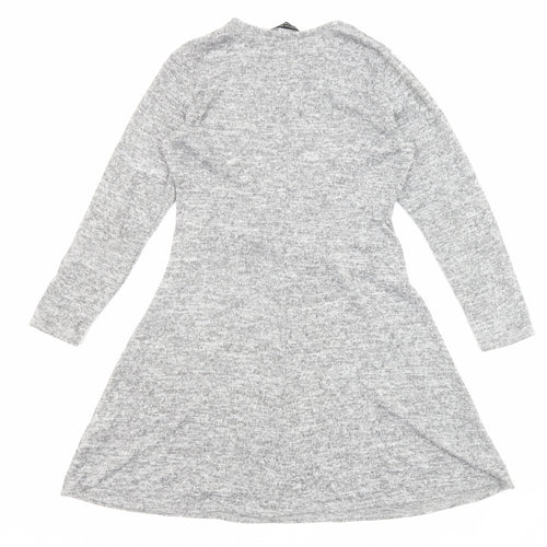 Dorothy Perkins Womens Grey Polyester Fit & Flare Size 12 Round Neck Pullover - Front Detail