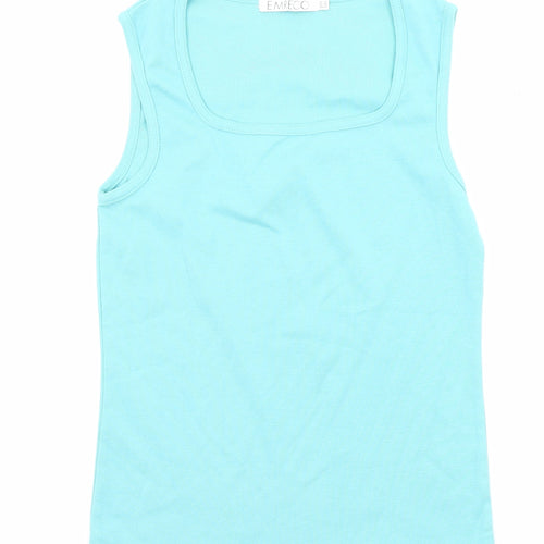 Emreco Womens Blue Cotton Basic Tank Size 12 Scoop Neck