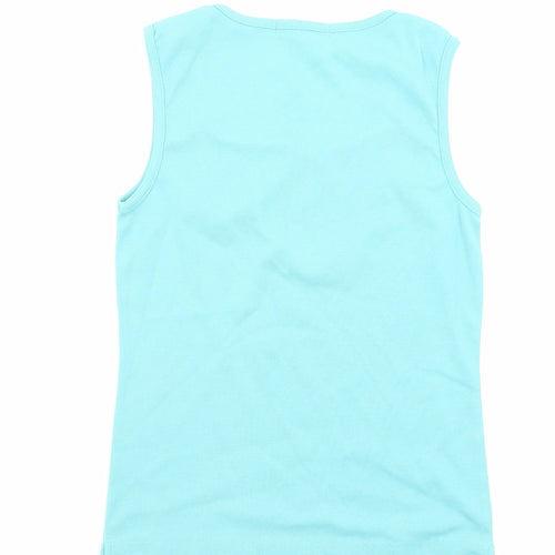 Emreco Womens Blue Cotton Basic Tank Size 12 Scoop Neck
