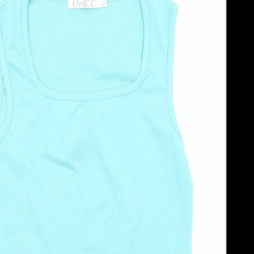 Emreco Womens Blue Cotton Basic Tank Size 12 Scoop Neck